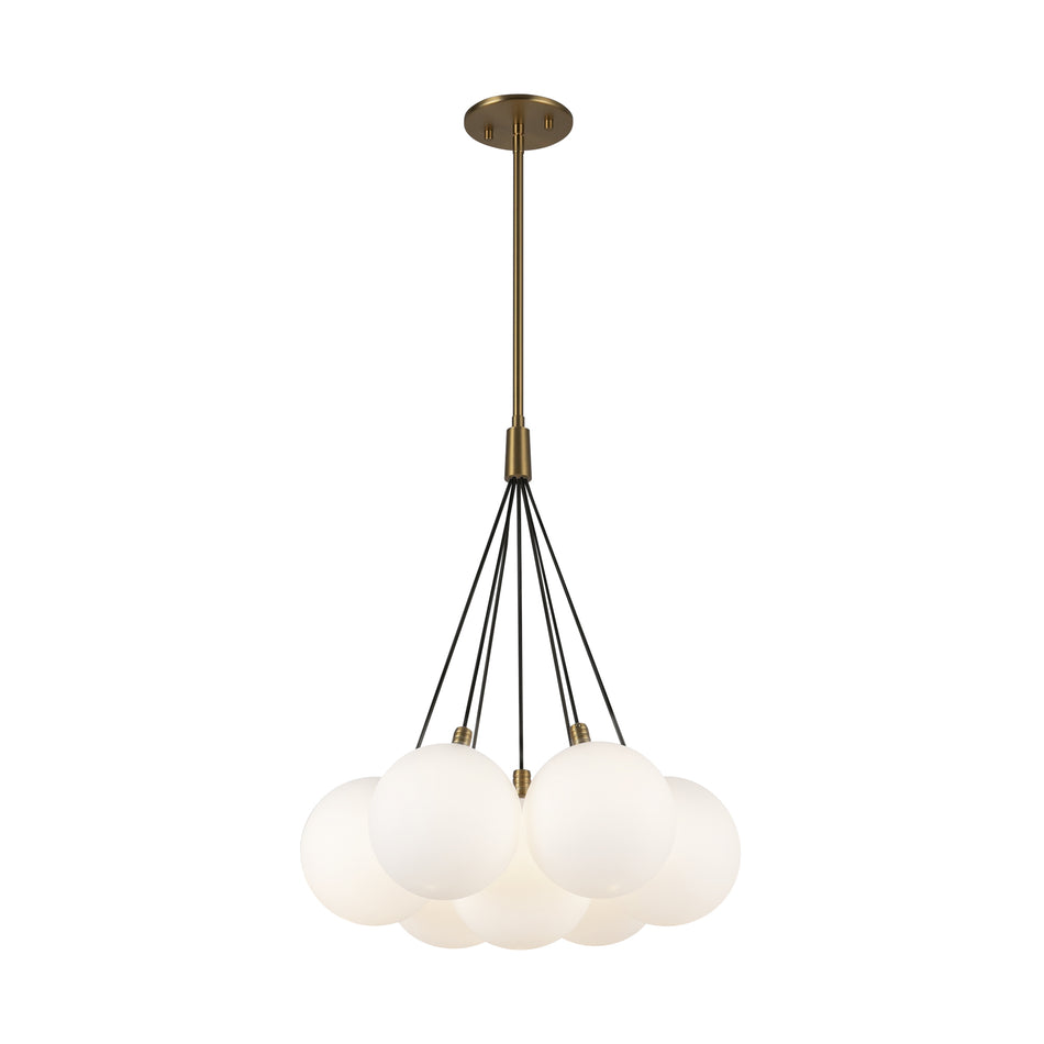 Bolla 16-in Brushed Gold/Opal Glass LED Chandelier by KUZCO
