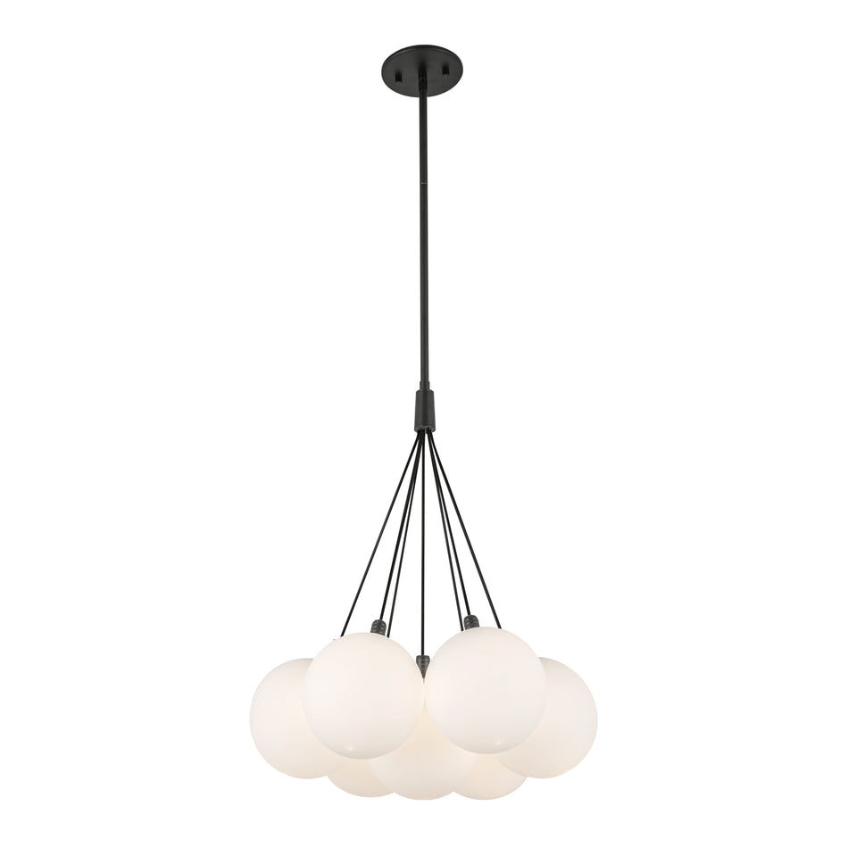 Bolla 16-in Black/Opal Glass LED Chandelier by KUZCO