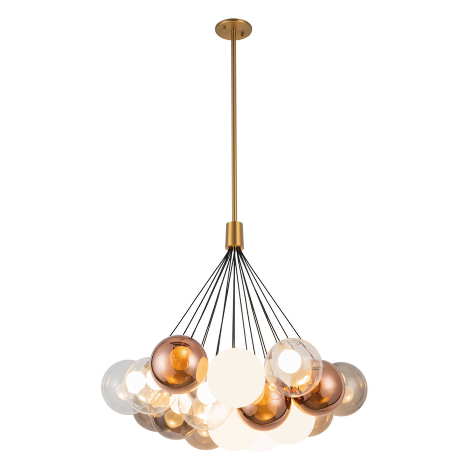 Bolla 28-in Gold dimmable LED Chandelier