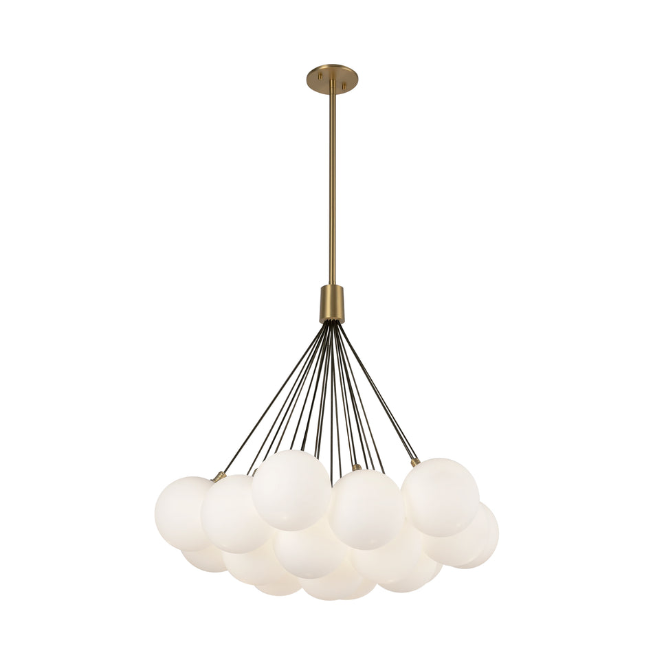 Bolla 28-in Brushed Gold/Opal Glass LED Chandelier by KUZCO