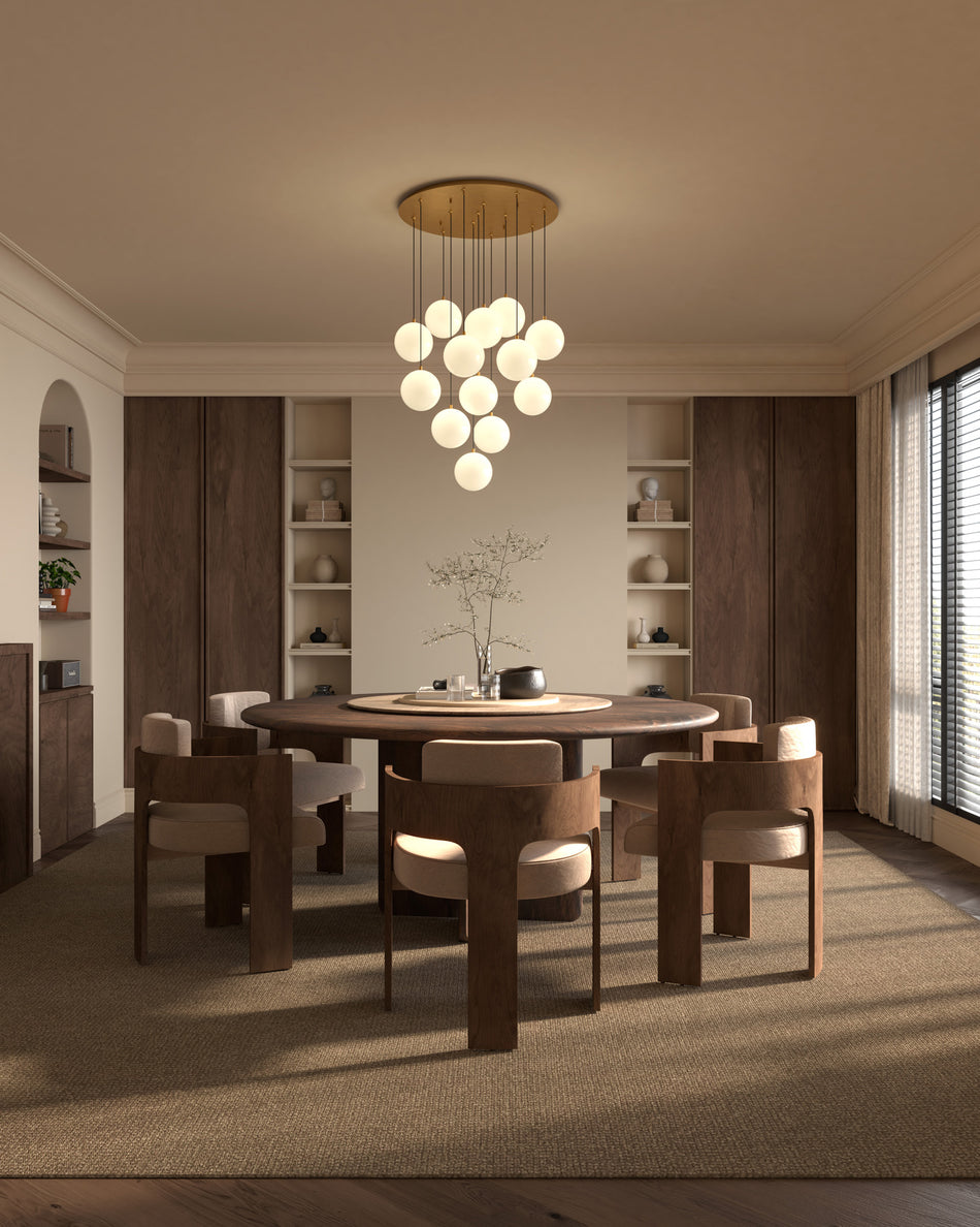 Bolla 25-in Brushed Gold/Opal Glass 13-Light Multi Pendant
