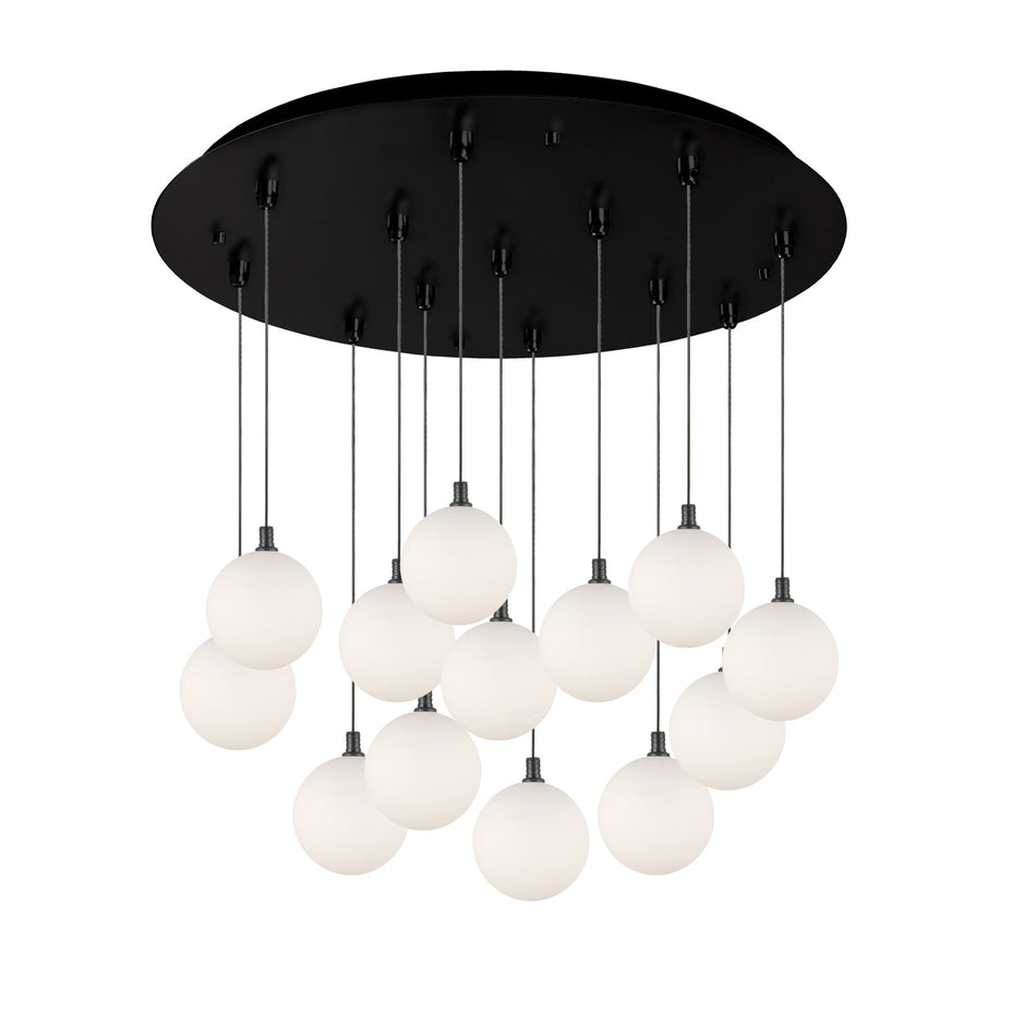 Bolla 25-in Black/Opal Glass 13-Light Multi Pendant