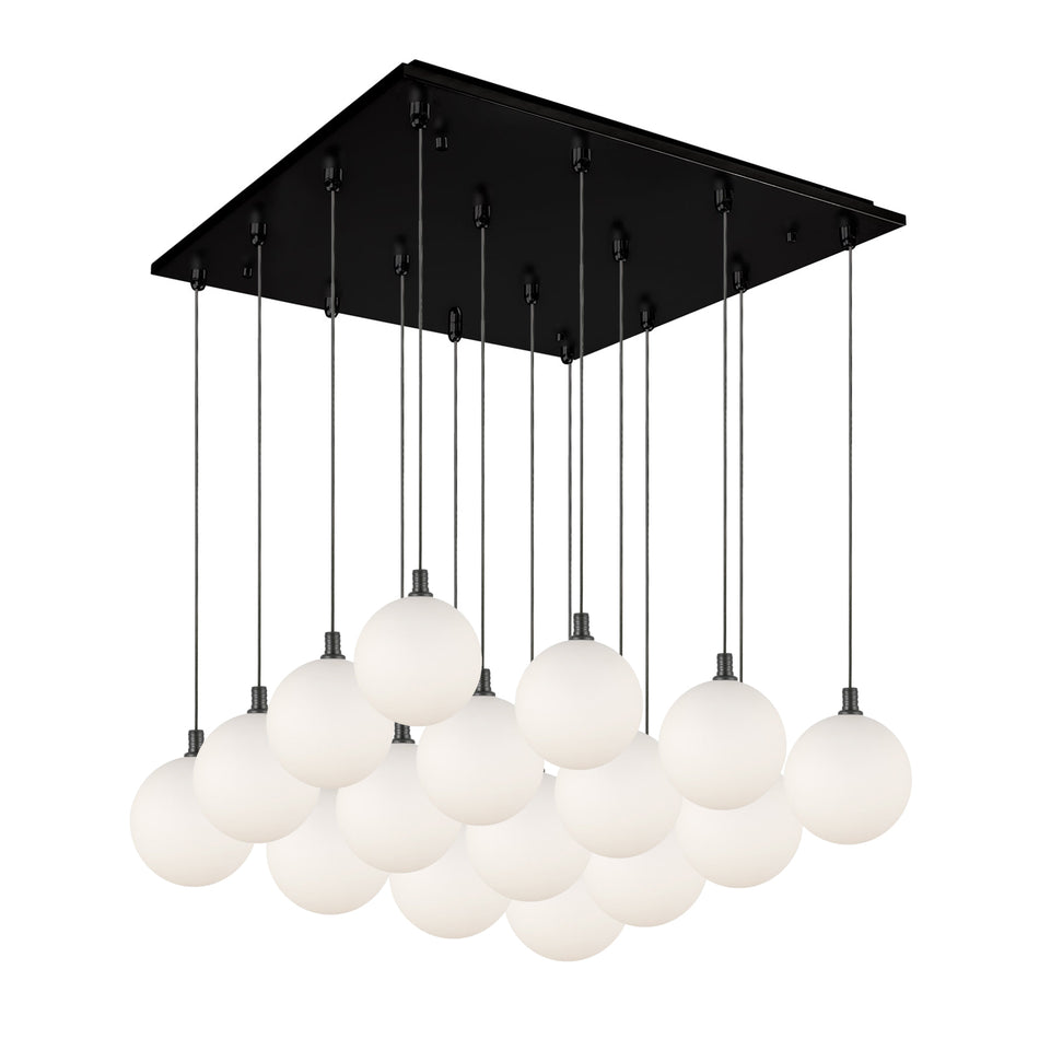 Bolla 21-in Black/Opal Glass 16-Light Multi Pendant