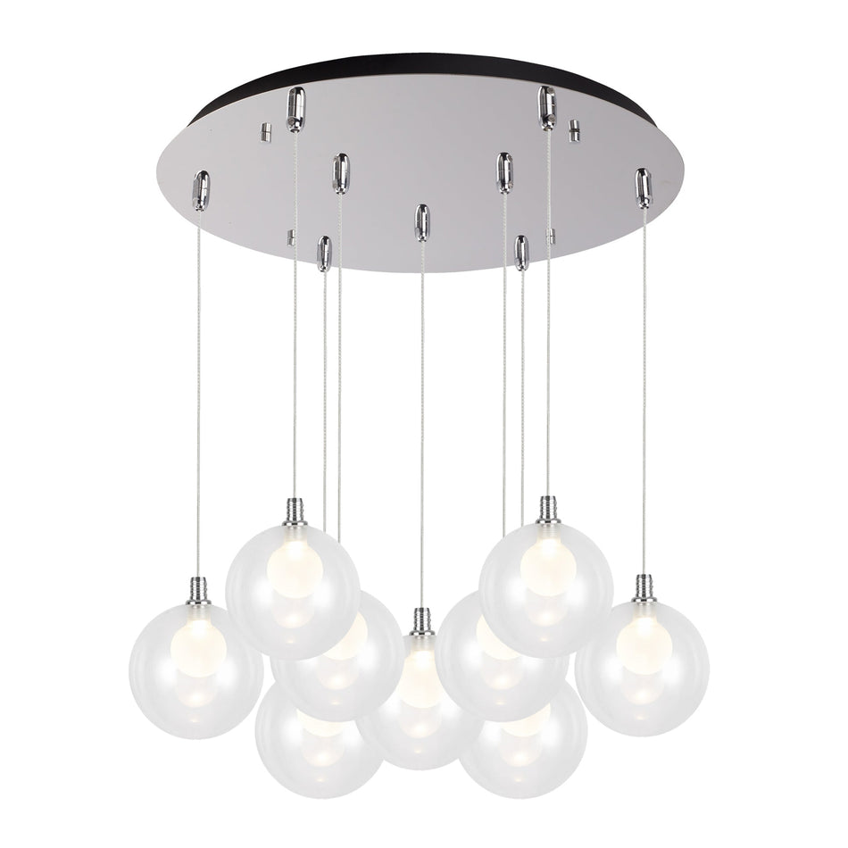 Bolla 20-in Chrome 9-Light Multi Pendant