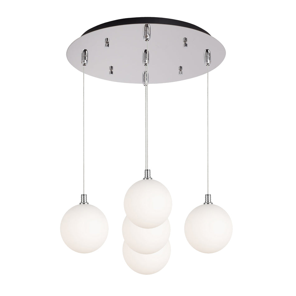 Bolla 16-in Chrome/Opal Glass 5-Light Multi Pendant