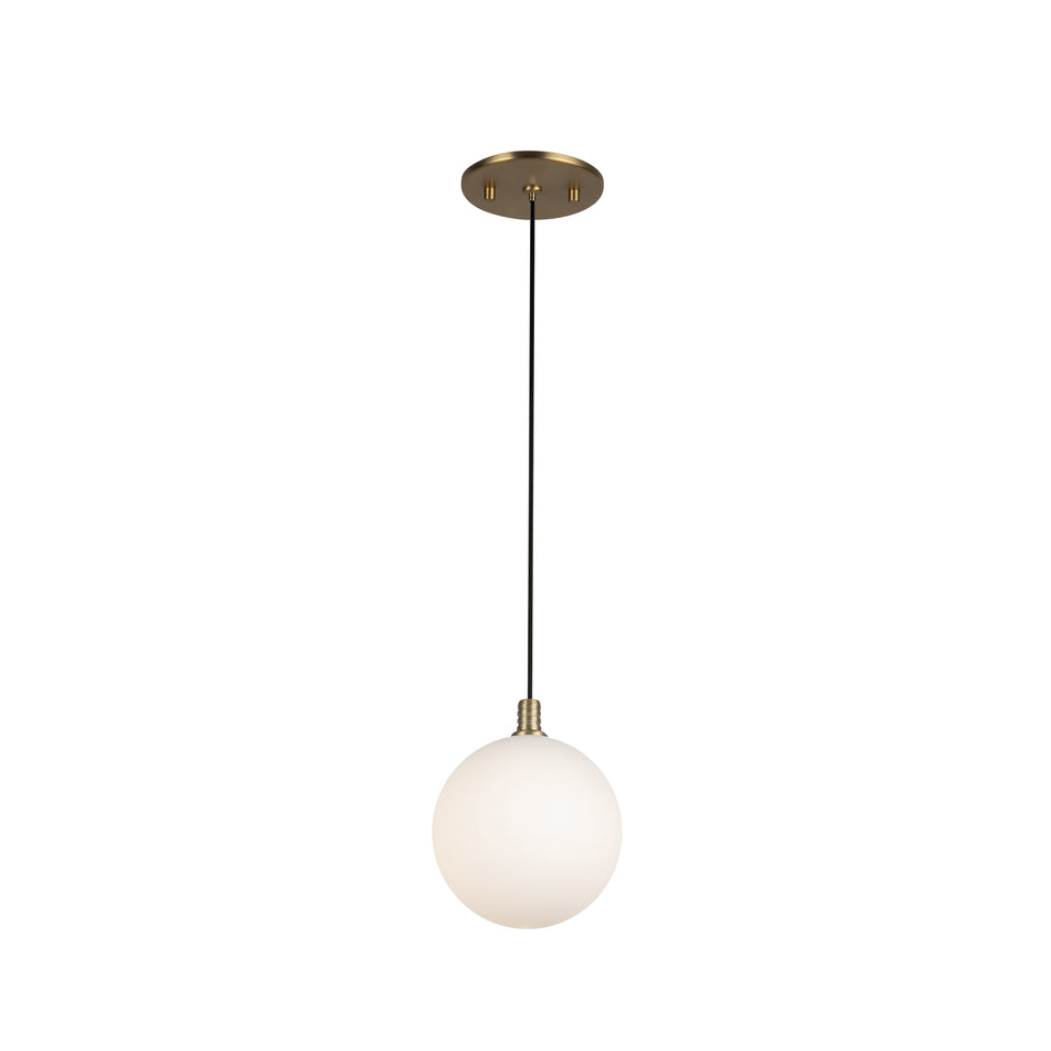 Bolla 5-in Brushed Gold/Opal Glass LED Pendant by KUZCO