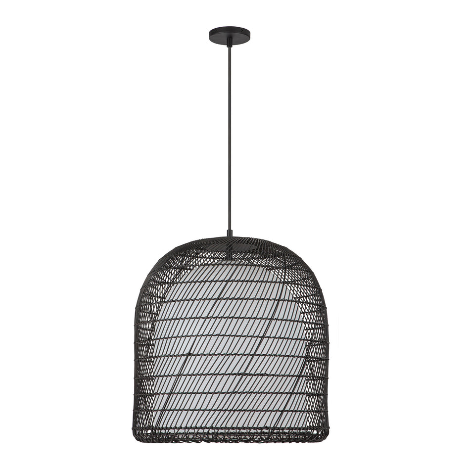 Bondi 20-in Matte Black/Opal Glass 1 Light Pendant by ALORA MOOD