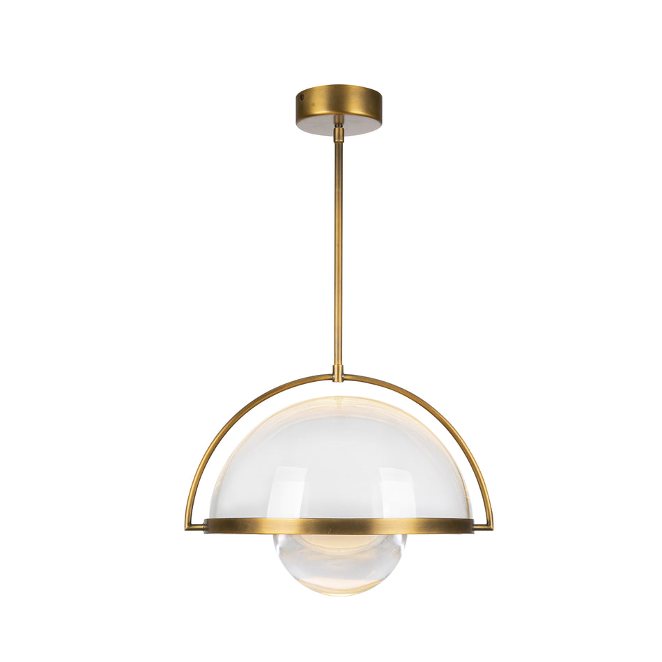 Bowery 14-in Vintage Brass LED Pendant by KUZCO