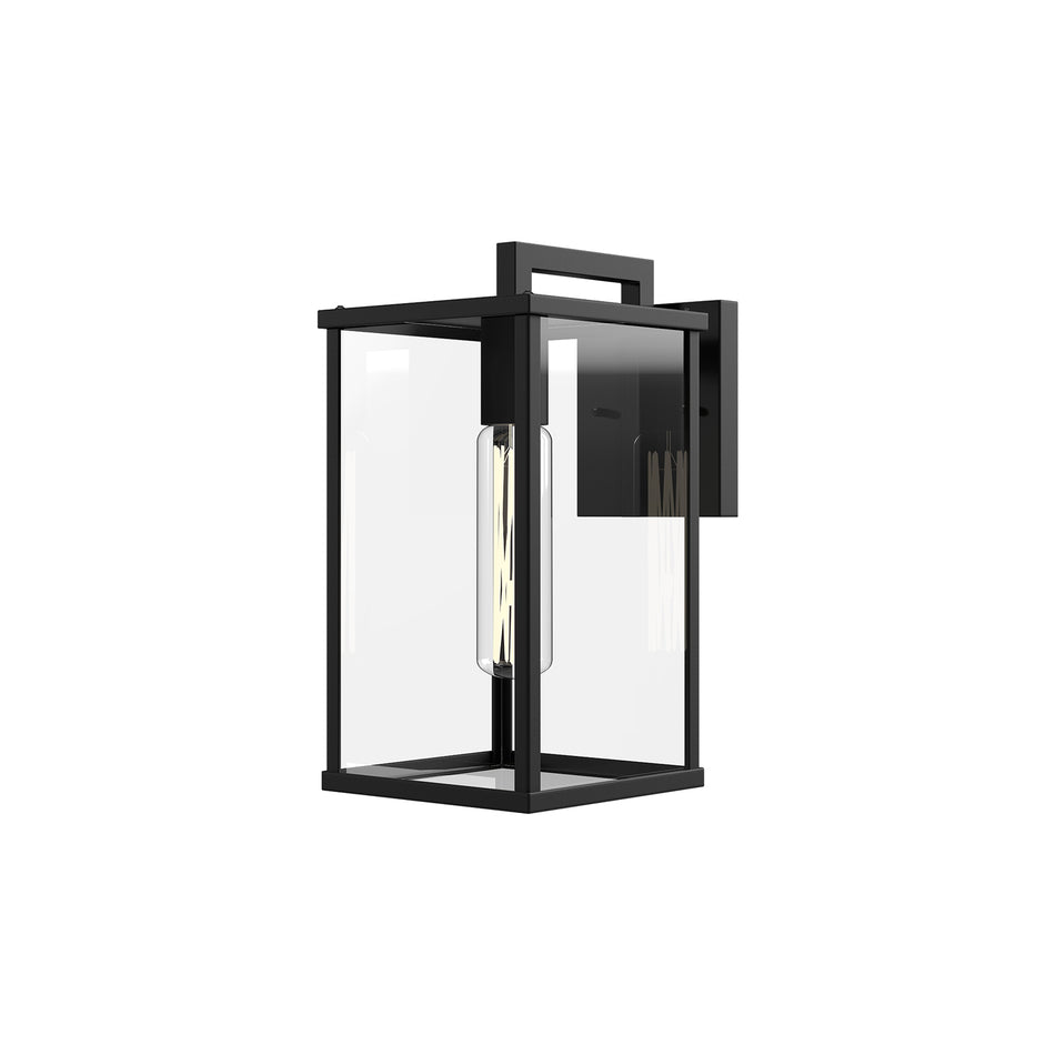 Brentwood 12-in Clear Glass/Textured Black 1 Light Exterior Wall Sconce by ALORA MOOD