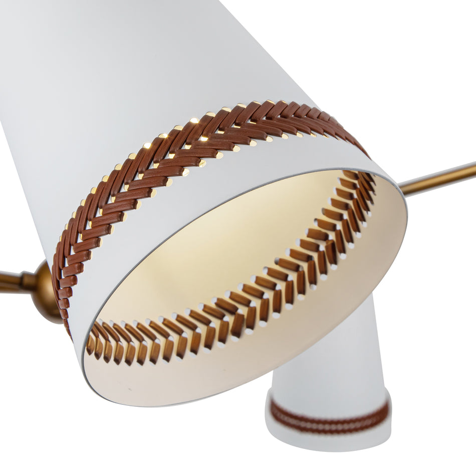 Brickell 45-in Matte White/Hazelnut Leather 5 Lights Chandeliers by ALORA