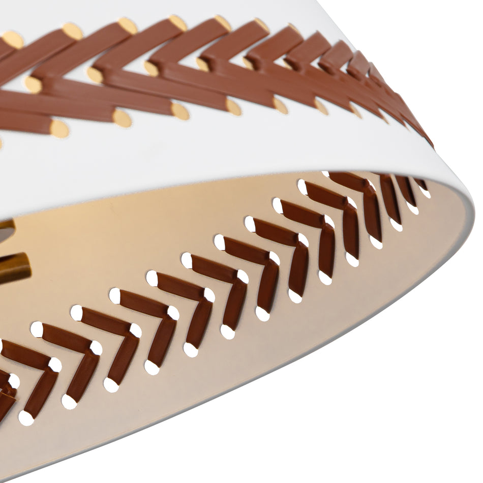 Brickell 20-in Matte White/Hazelnut Leather 3 Lights Pendant by ALORA