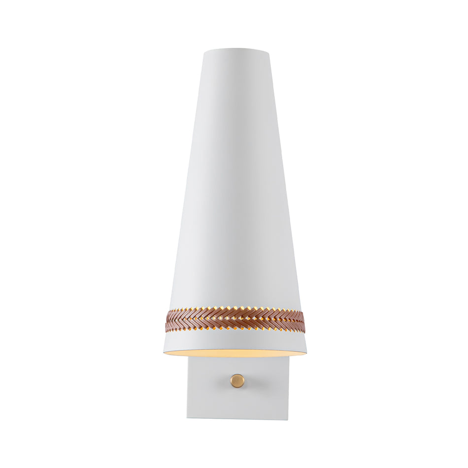 Brickell 5-in Matte White/Hazelnut Leather 1 Light Wall/Vanity by ALORA