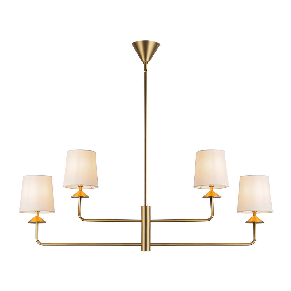 Bridgette 45-in Brushed Gold/White Linen Socket Chandelier by ALORA MOOD