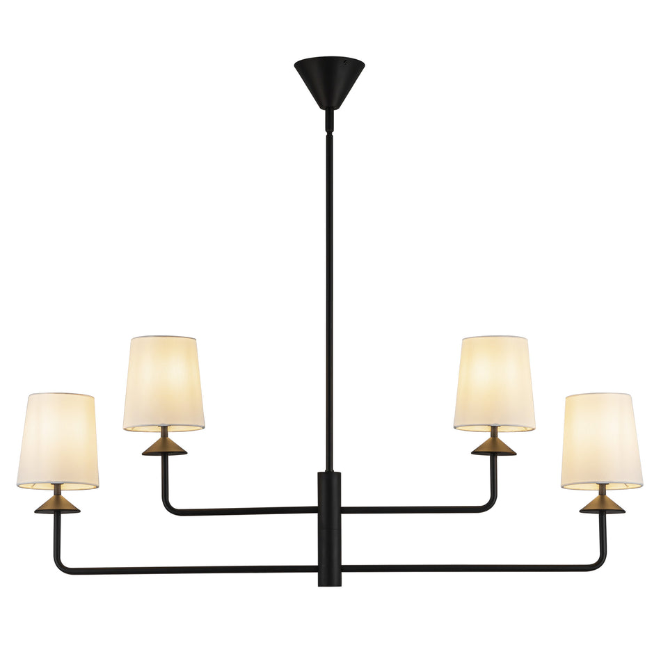 Bridgette 45-in Matte Black/White Linen Socket Chandelier by ALORA MOOD