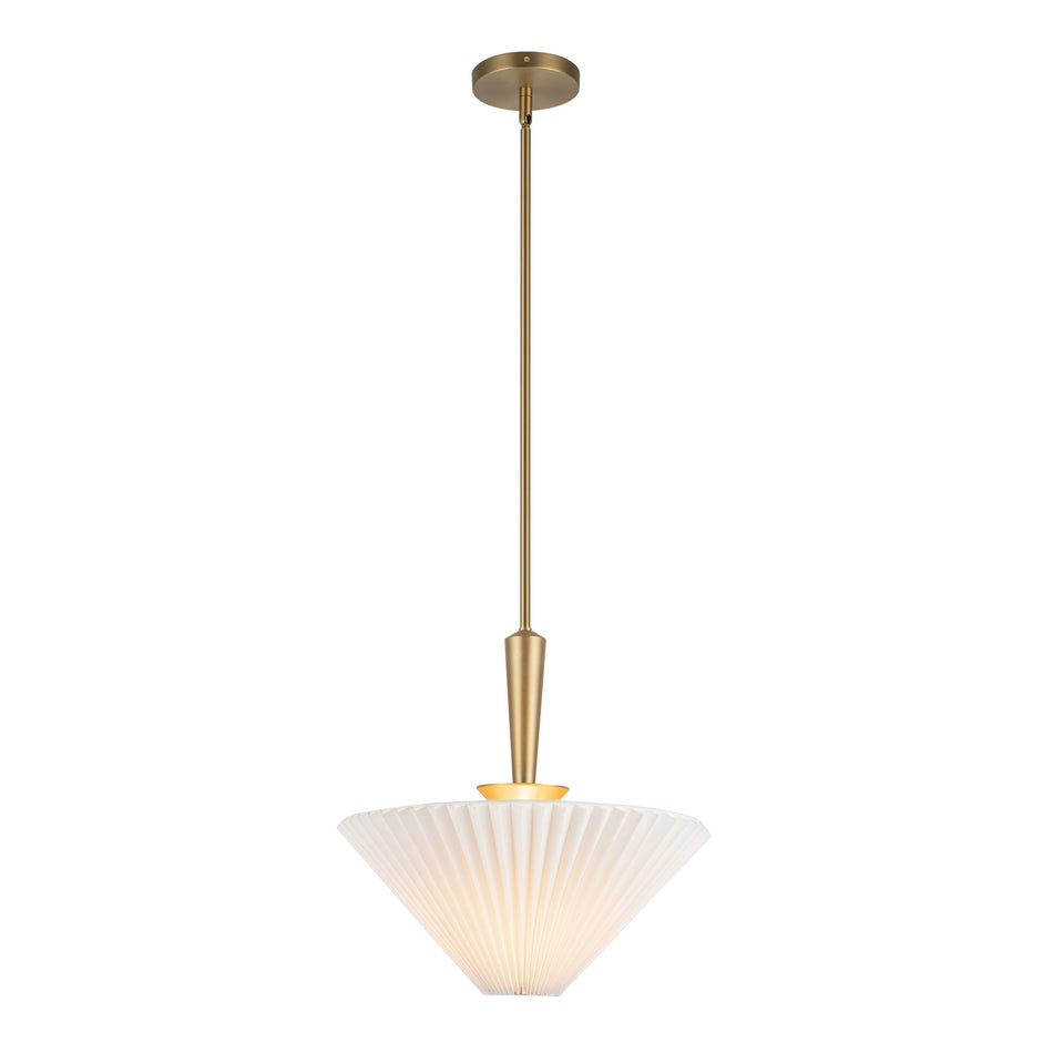 Bridgette 16-in Brushed Gold/Folded White Socket Pendant by ALORA MOOD