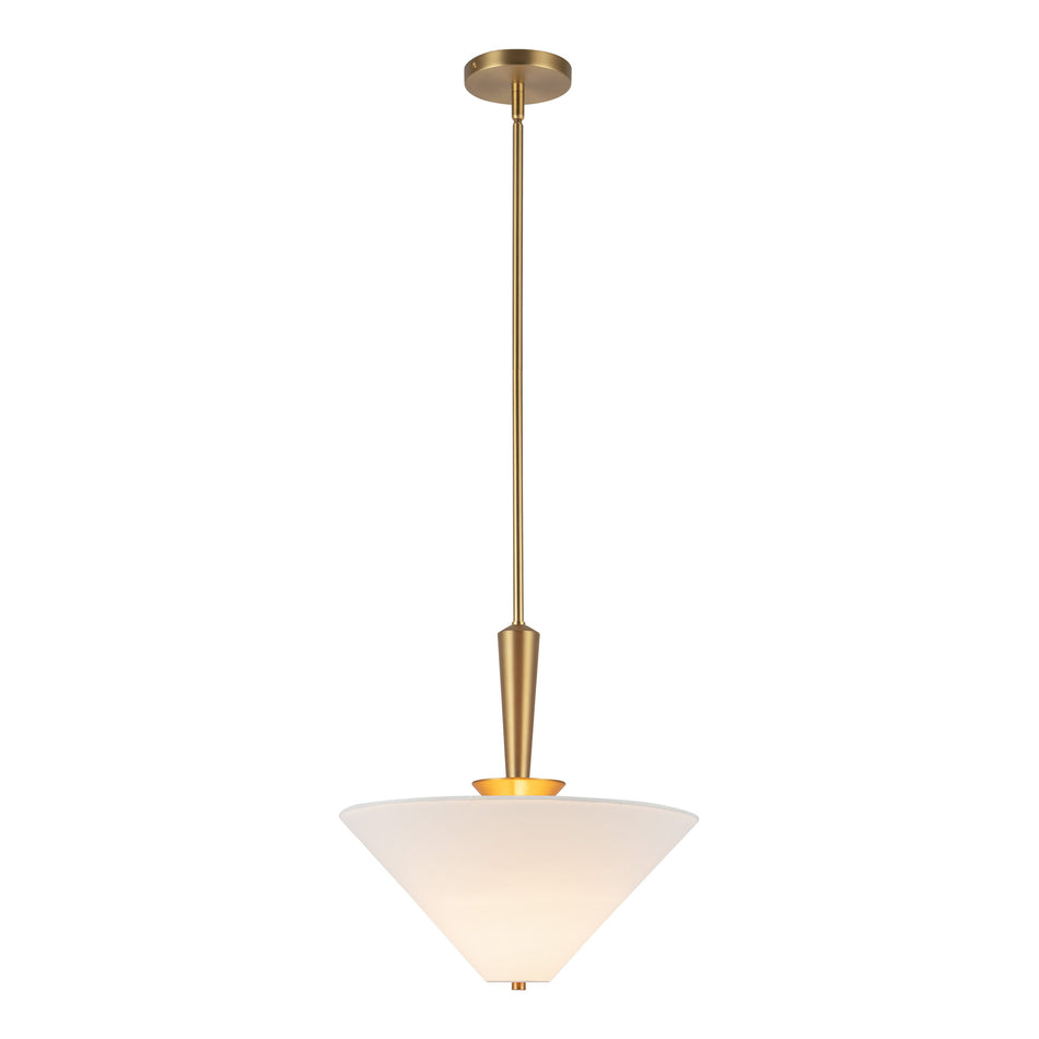 Bridgette 16-in Brushed Gold/White Linen Socket Pendant by ALORA MOOD