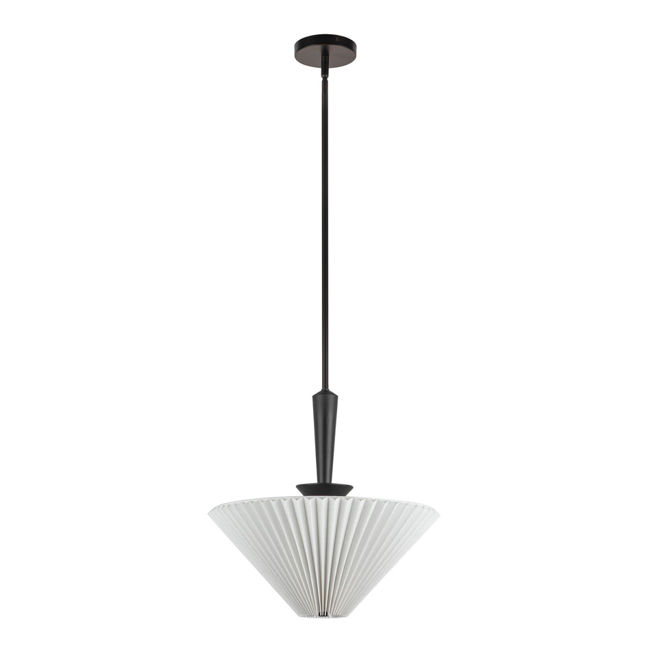 Bridgette 16-in Matte Black/Folded White Socket Pendant by ALORA MOOD