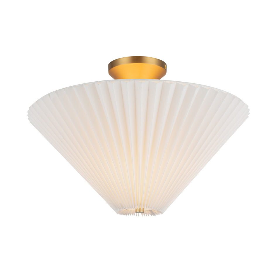 Bridgette 16-in Brushed Gold/Folded White Socket Semi-Flush Mount by ALORA MOOD