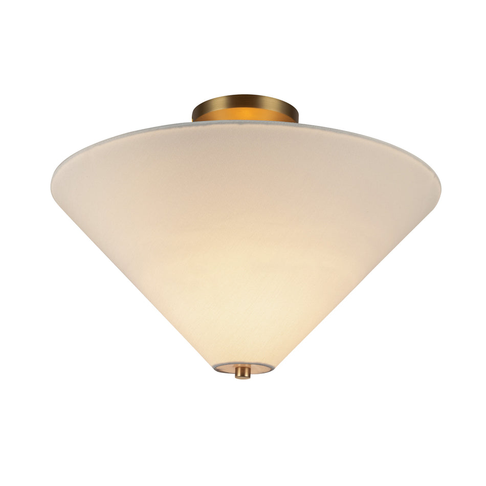 Bridgette 16-in Brushed Gold/White Linen Socket Semi-Flush Mount by ALORA MOOD