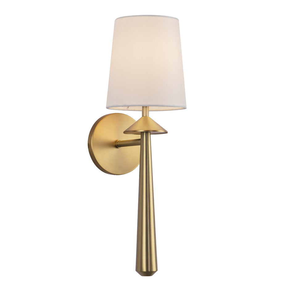 Bridgette 16-in Brushed Gold/White Linen Socket Wall/Vanity Light by ALORA MOOD