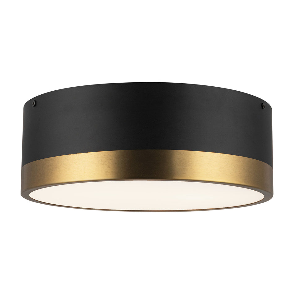 Brisbane 12-in Aged Gold/Matte Black 2 Lights Flush Mount by ALORA MOOD