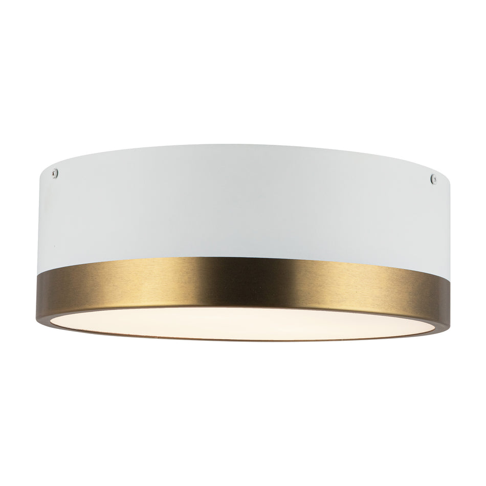 Brisbane 12-in Aged Gold/White 2 Lights Flush Mount
