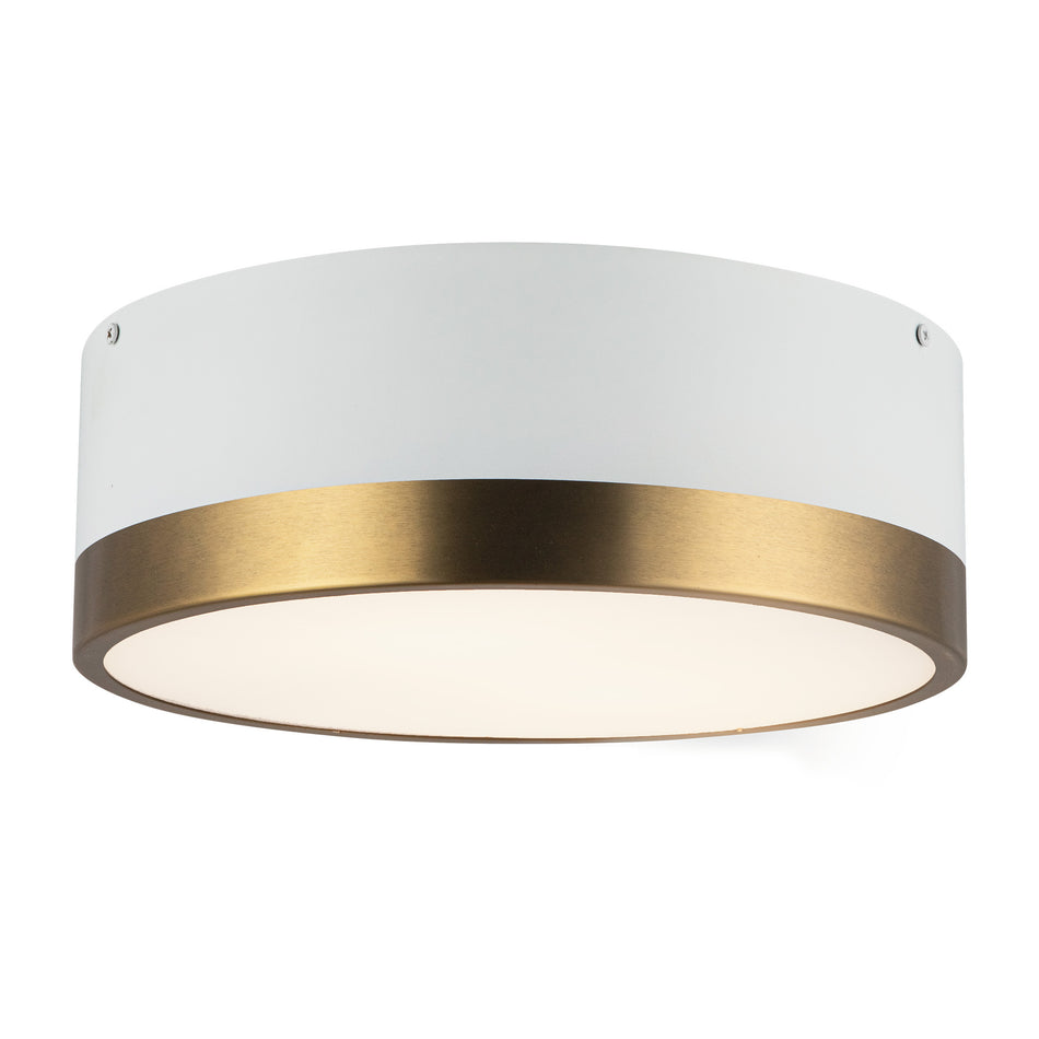 Brisbane 12-in Aged Gold/White 2 Lights Flush Mount by ALORA MOOD