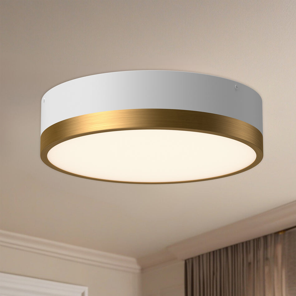 Brisbane 16-in Aged Gold/White 3 Lights Flush Mount by ALORA MOOD