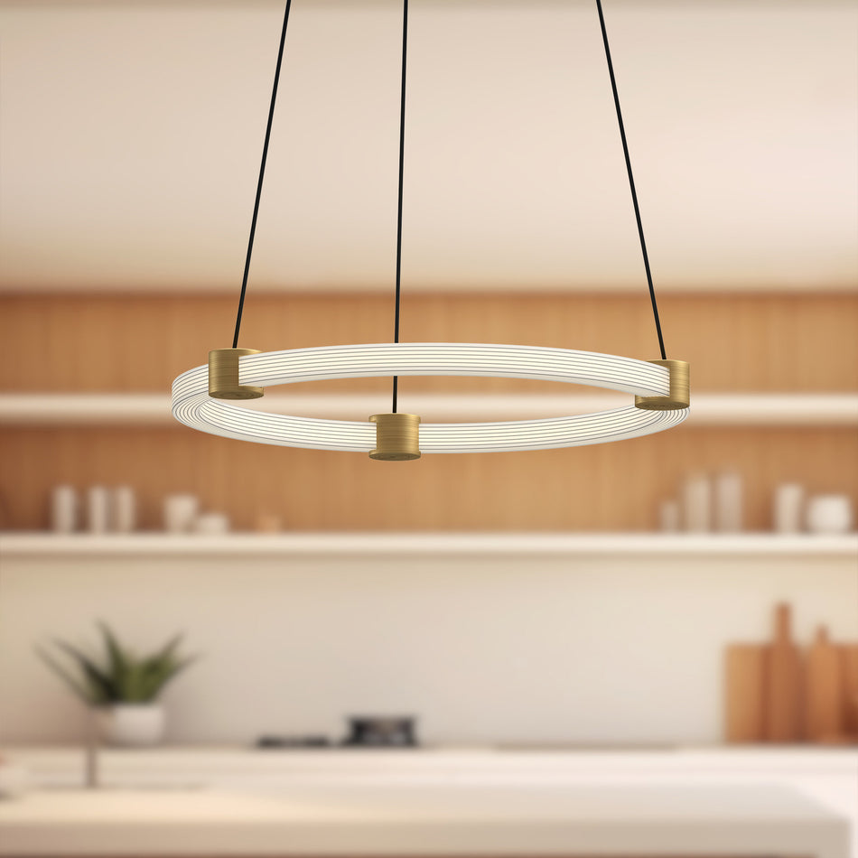 Bruni 16-in Brushed Gold LED Pendant by KUZCO