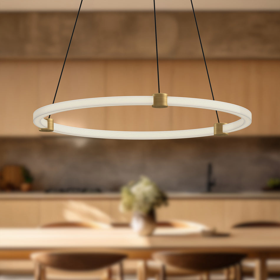 Bruni 24-in Brushed Gold LED Pendant by KUZCO