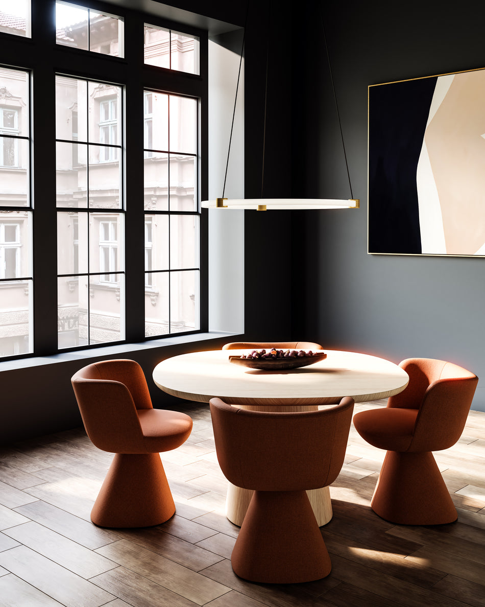 Bruni 32-in Brushed Gold LED Pendant by KUZCO