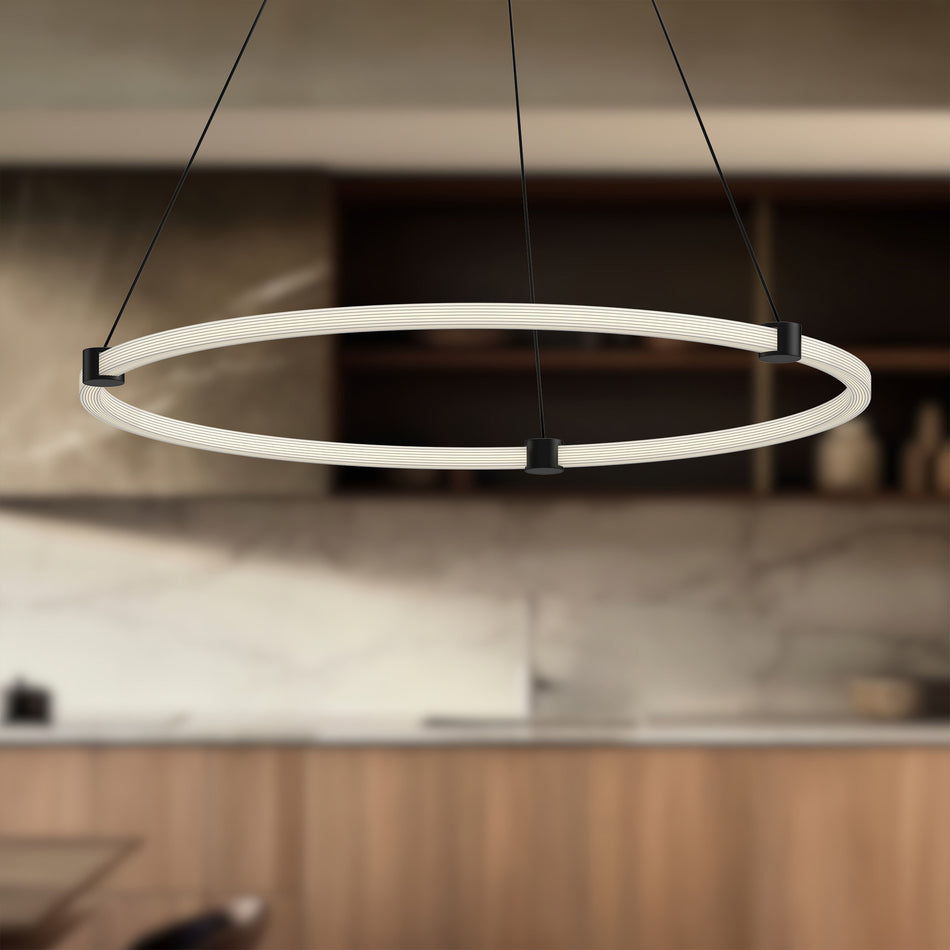 Bruni 32-in Black LED Pendant by KUZCO