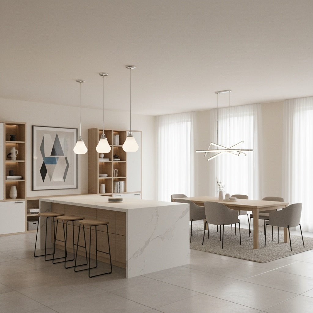 Dervissi Series traditional pendant in chrome and opal glass by Matteo