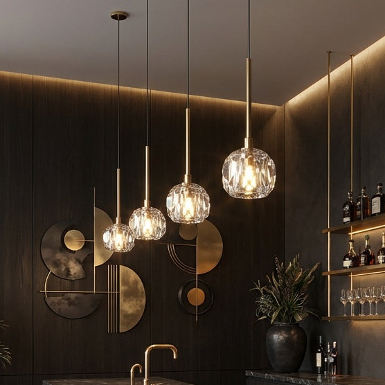 Rosa 1 Light Pendant wtih Clear Crystal-Cut Glass by Matteo