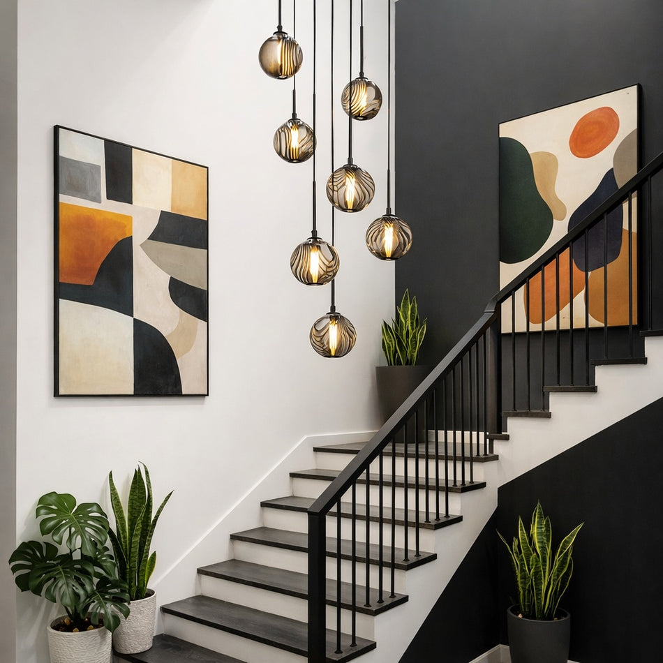 Jemyca pendant in Aged Gold Brass with Circular Frosted Grooves by Matteo