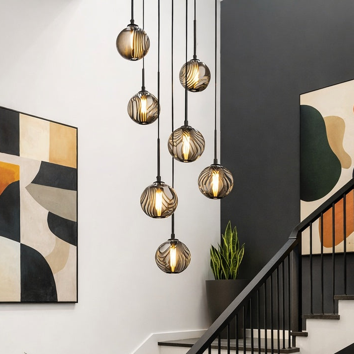 Jemyca pendant in Aged Gold Brass with Circular Frosted Grooves by Matteo