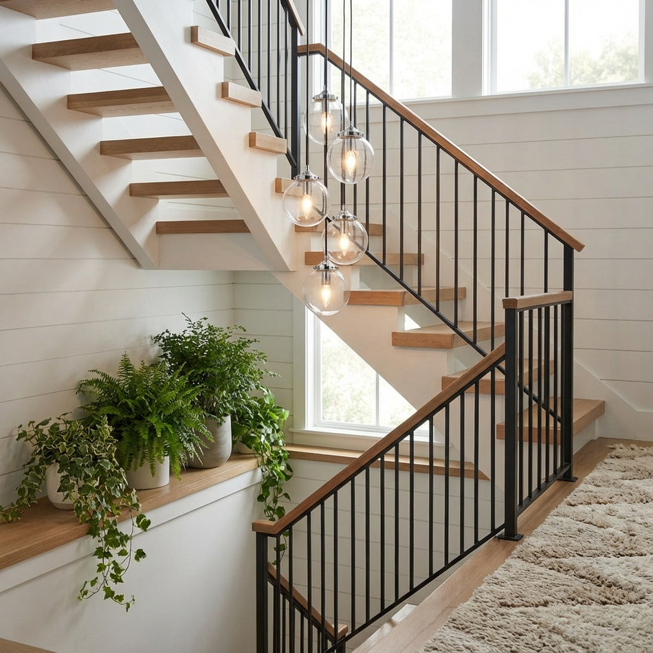 The Bougie series 5 light pendant in chrome by Matteo