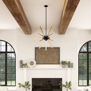 Sleek Asterisk LED Pendant in Matte Black & Aged Gold Brass by Matteo