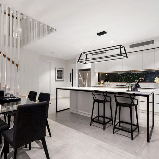 LED Integrated Clarington pendant in black by Matteo