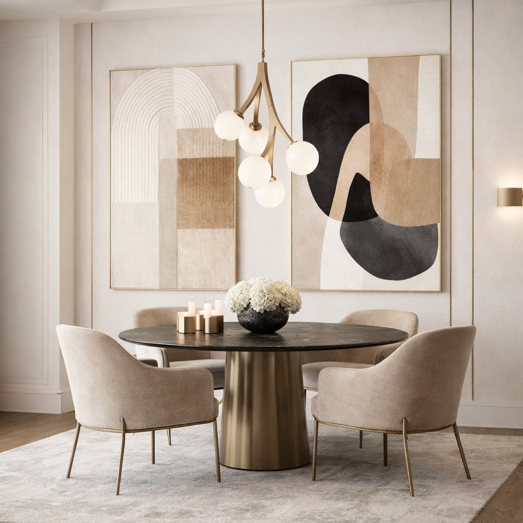 5 light Rami down pendant with branch-like elements an Opal Glass in Antique Gold Brass by Matteo