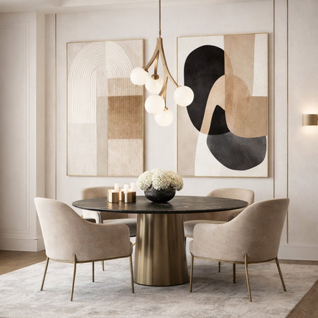 5 light Rami down pendant with branch-like elements an Opal Glass in Antique Gold Brass by Matteo