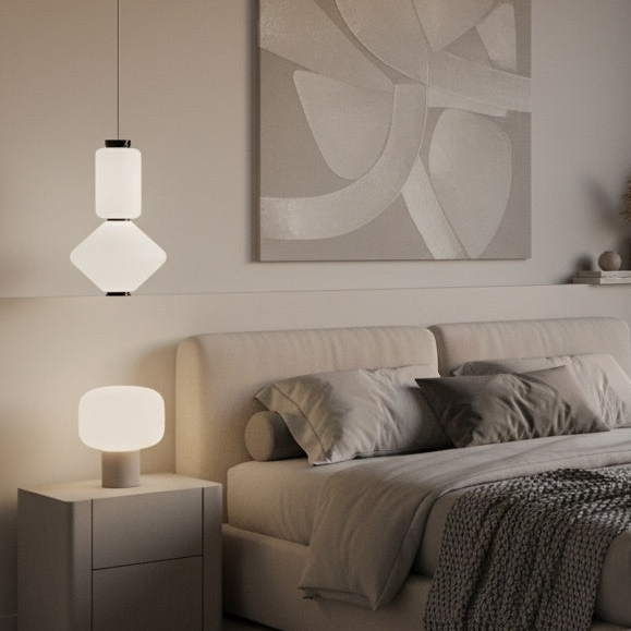 Dango pendant with Opal Glass in Oxidized Black  by Matteo