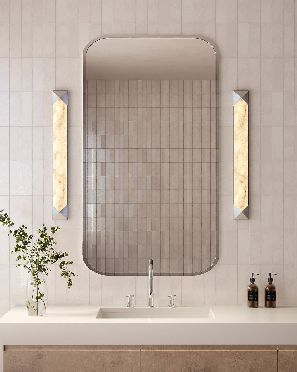 Caesar 25-in Polished Nickel/Alabaster LED Wall/Vanity