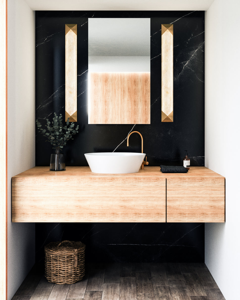 Caesar 25-in Vintage Brass/Alabaster LED Wall/Vanity by ALORA