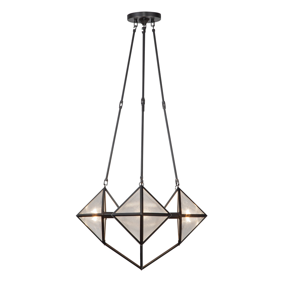 Cairo 21-in Ribbed Glass/Urban Bronze 4 Lights Chandeliers by ALORA