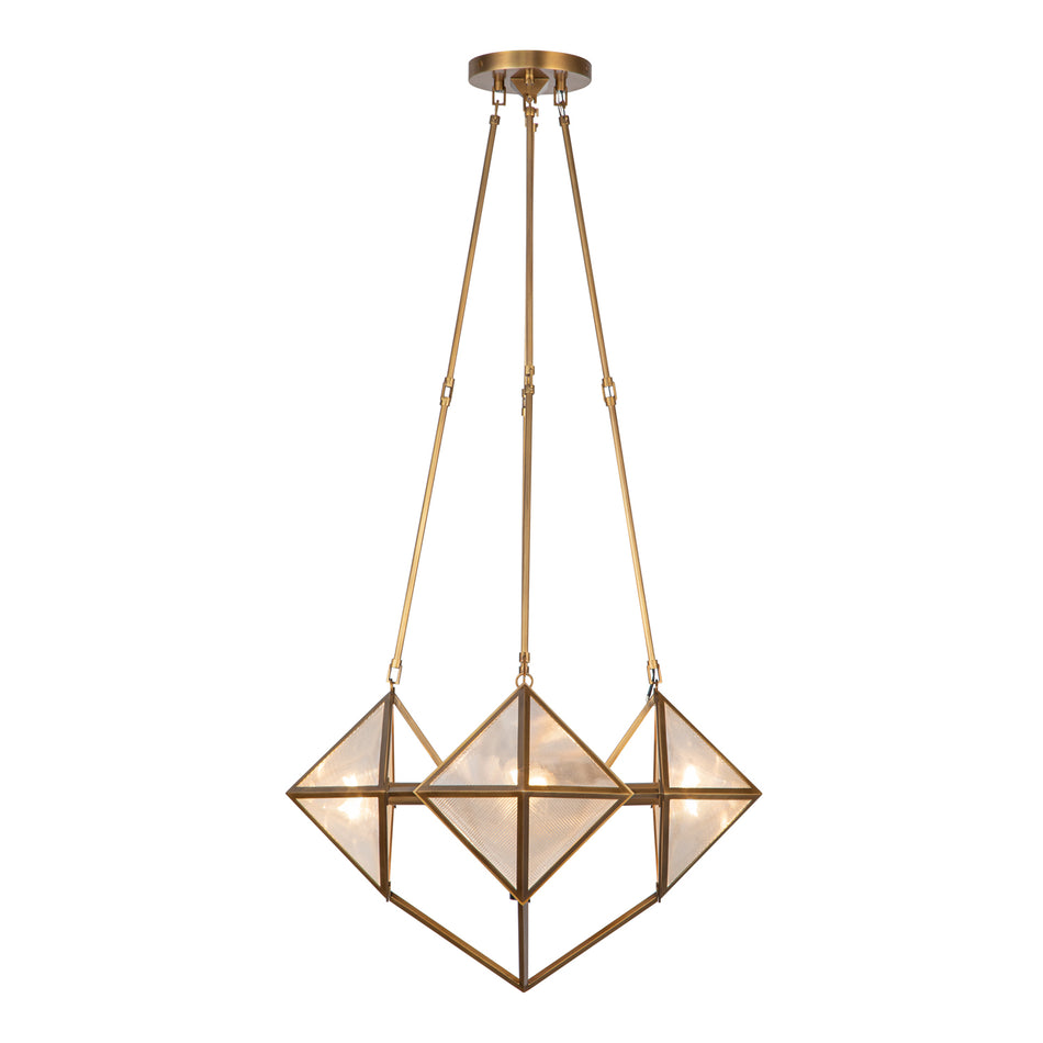 Cairo 21-in Ribbed Glass/Vintage Brass 4 Lights Chandeliers by ALORA