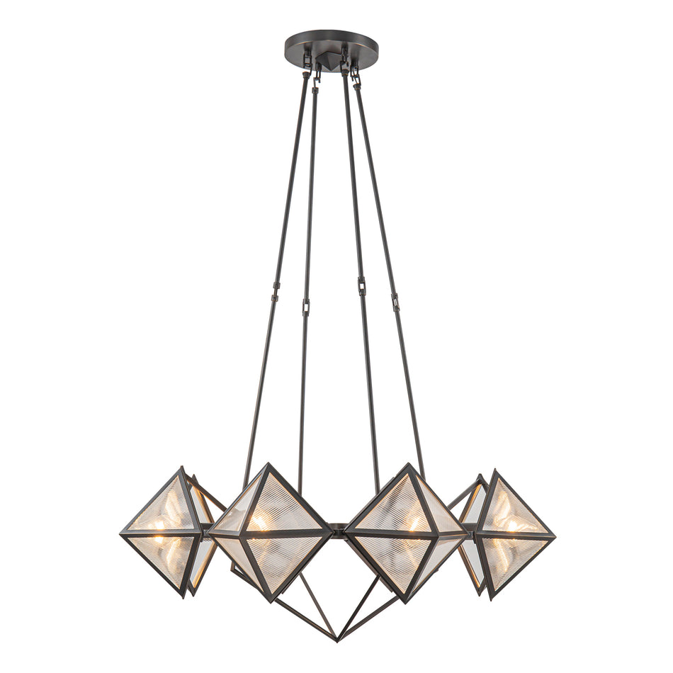 Cairo 30-in Ribbed Glass/Urban Bronze 8 Lights Chandeliers by ALORA