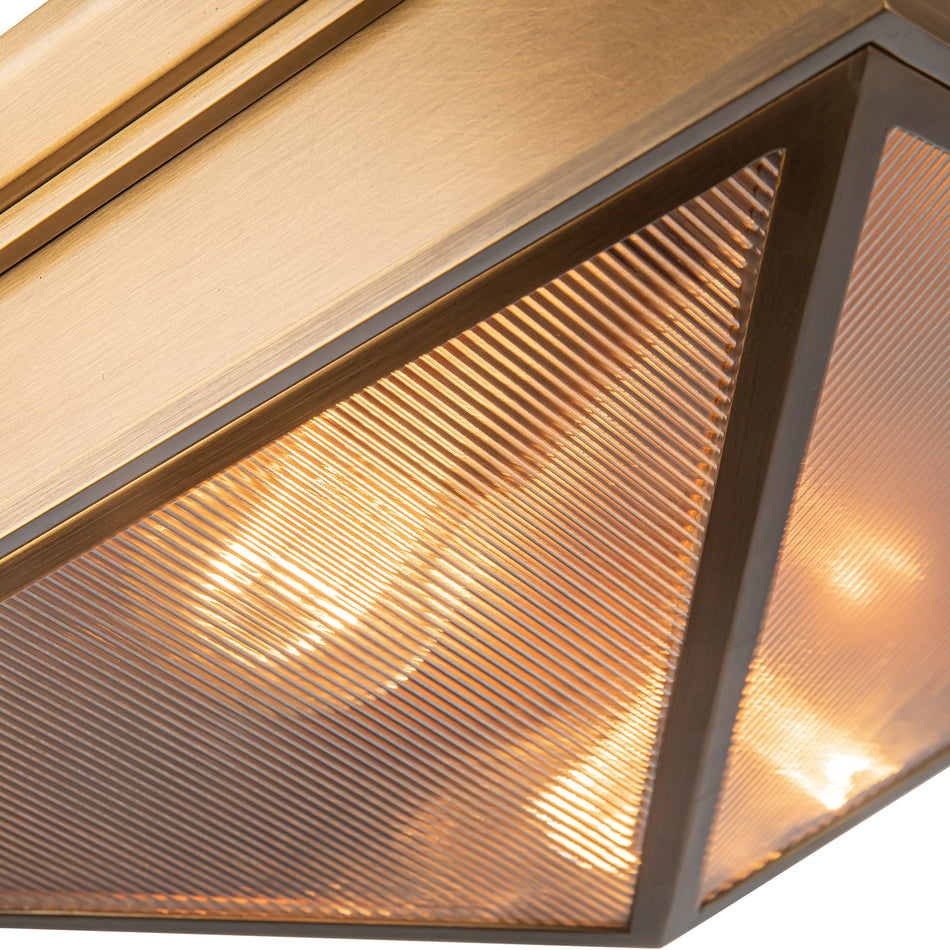 Cairo 15-in Ribbed Glass/Vintage Brass 2 Lights Flush Mount by ALORA