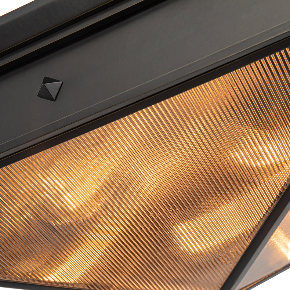 Cairo 19-in Ribbed Glass/Urban Bronze 4 Lights Flush Mount by ALORA