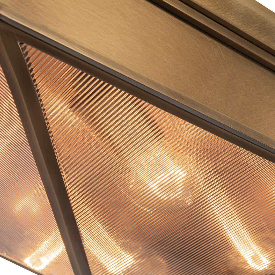 Cairo 19-in Ribbed Glass/Vintage Brass 4 Lights Flush Mount by ALORA